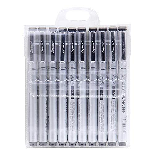 Magicdo Black Micro-Pen Fineliner Ink Pens, Micro Fine Point & Brush Tip Nibs Drawing Pens for Artist Illustration, Office Documents, Scrapbooking, Sketching, Technical Drawing, Set of 10 - Thumbnail 4
