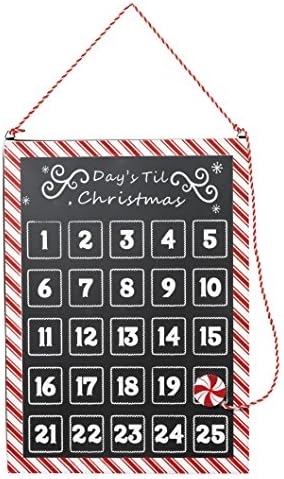 Winter Lane Countdown to Christmas Metal Calendar Retro Look with Peppermint Magnet
