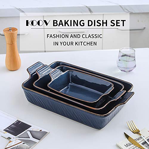 KOOV Bakeware Set, Ceramic Baking Dish Set, Rectangular Casserole Dish Set, Lasagna Pans for