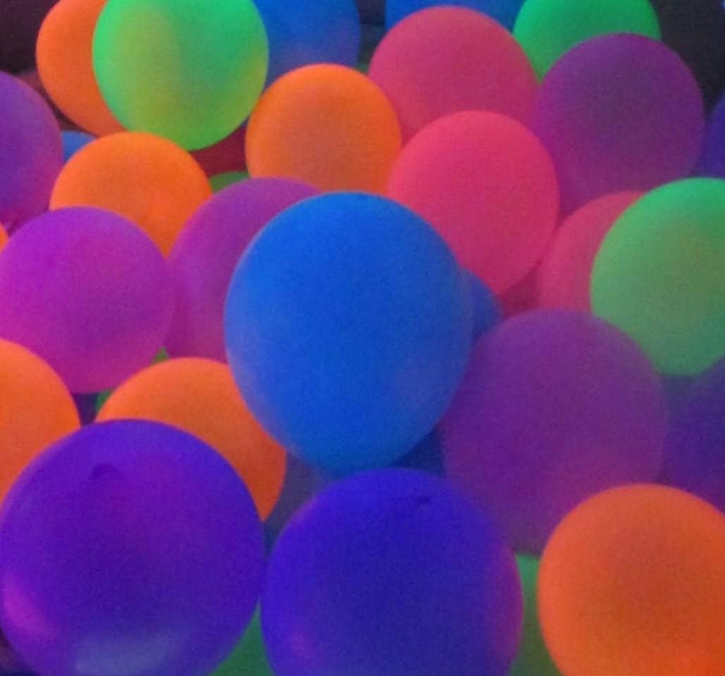 Blacklight Party Balloons that Glow in the Dark under Blacklight - 25 Pack of 11 inch LED Latex Balloons