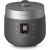 CUCKOO Twin Pressure Rice Cooker 10-Cup Uncooked / 20-Cup Cooked with Nonstick Inner Pot, Large Rice Maker & Warmer with 16 Menu Options, Open Cooking Mode, Voice Guide, Gray (CRP-ST1009FG)
