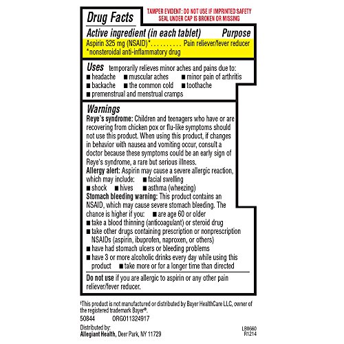 HealthA2Z® Aspirin 325mg, Compare to Bayer® Aspirin 325mg Active