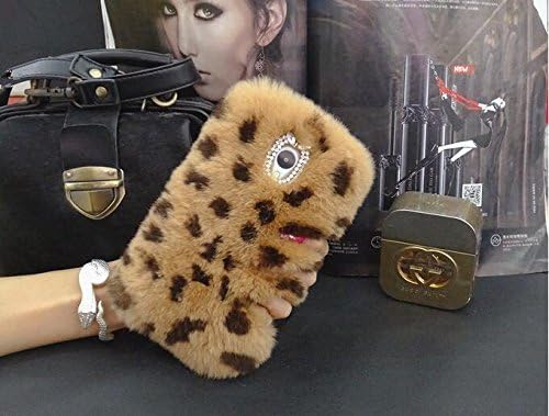 Samsung Galaxy Note 3 Rabbit Fur Hair Case Soft Fluffy Fur Plush Diamond Genuine Rex Rabbit Luxury Bling Warm Handmade Design Shell Sleeve For Samsung Note 3 Case Cover - Leopard Print