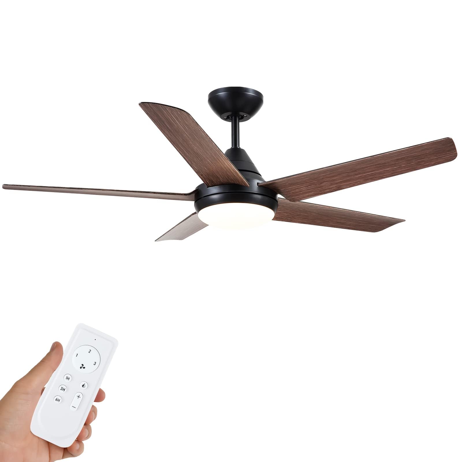 Photo 1 of Wellspeed Ceiling Fans with Lights and Remote, 48 Inch Ceiling Fan with Reversible Blades, Quiet Motor, Modern Ceiling Fan for Living Room, Bedroom, Patios, Dining Room (Walnut, 48 inch)
