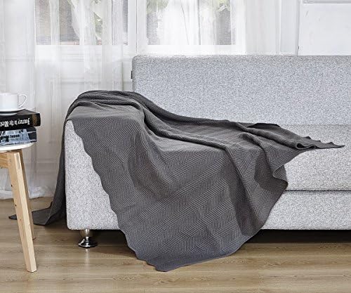 Anna Ricci Knitted Chunky Collection Super Soft 100% Acrylic Throw Blanket (Dark Grey, 50x70 inches, Set of 1)