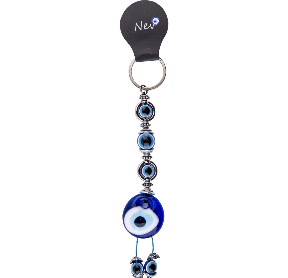 nevfactory Nev Nazar Boncuk Evil Eye Keyring - Handmade Lucky Charm with Turkish Eye Glass