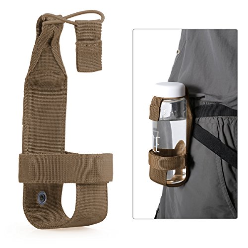 Water Bottle Holder,Bienna Tactical Military Minimalist Molle Gear Carrier [w/Adjustable Velcro Strap Rope]Waist Belt Nylon Bag Attachment for Backpack Outdoors Travel Hiking Walking Climbing-Khaki