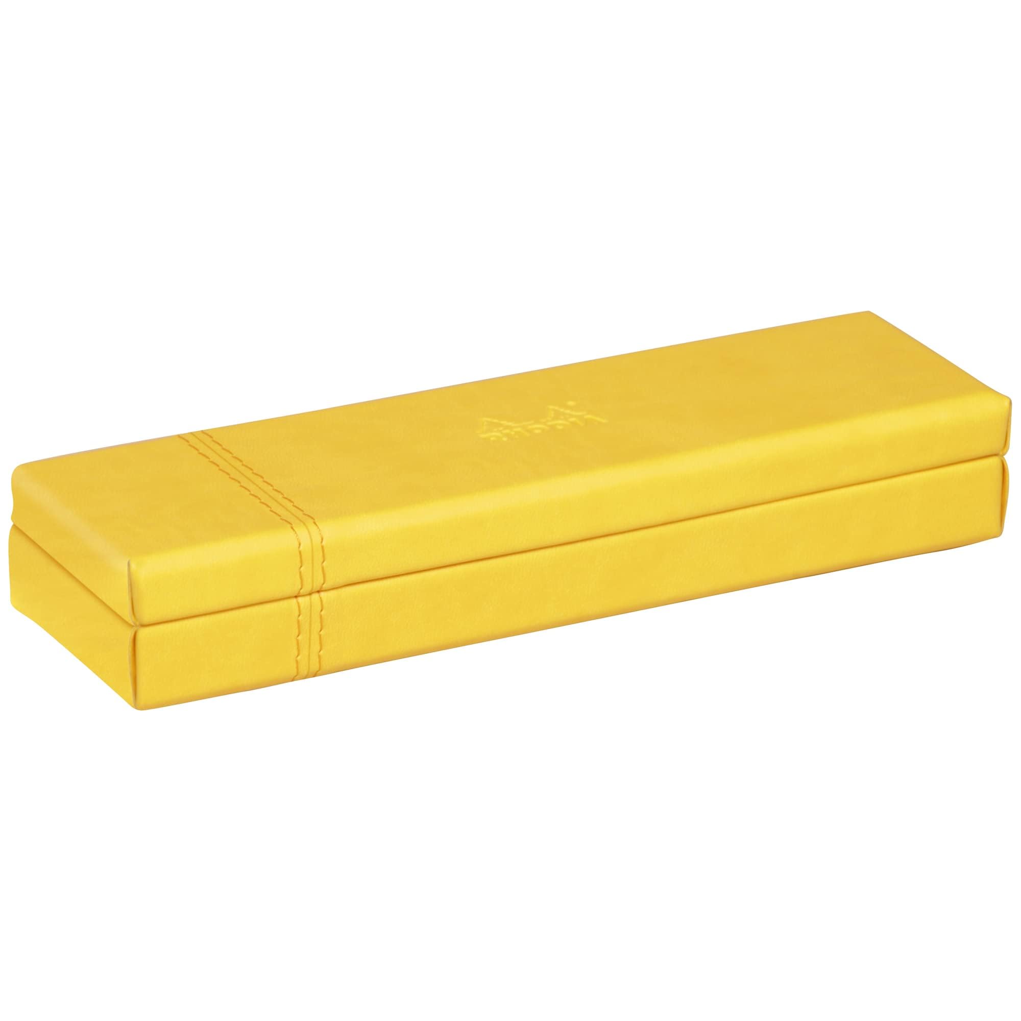 RHODIA 319786C - Daffodil Pencil Case - 21 x 5.5 x 3 cm - Orange Saddle Stitching - Faux Leather Exterior - Rhodiarama Home Office Collection - Office Organization & Designer Storage