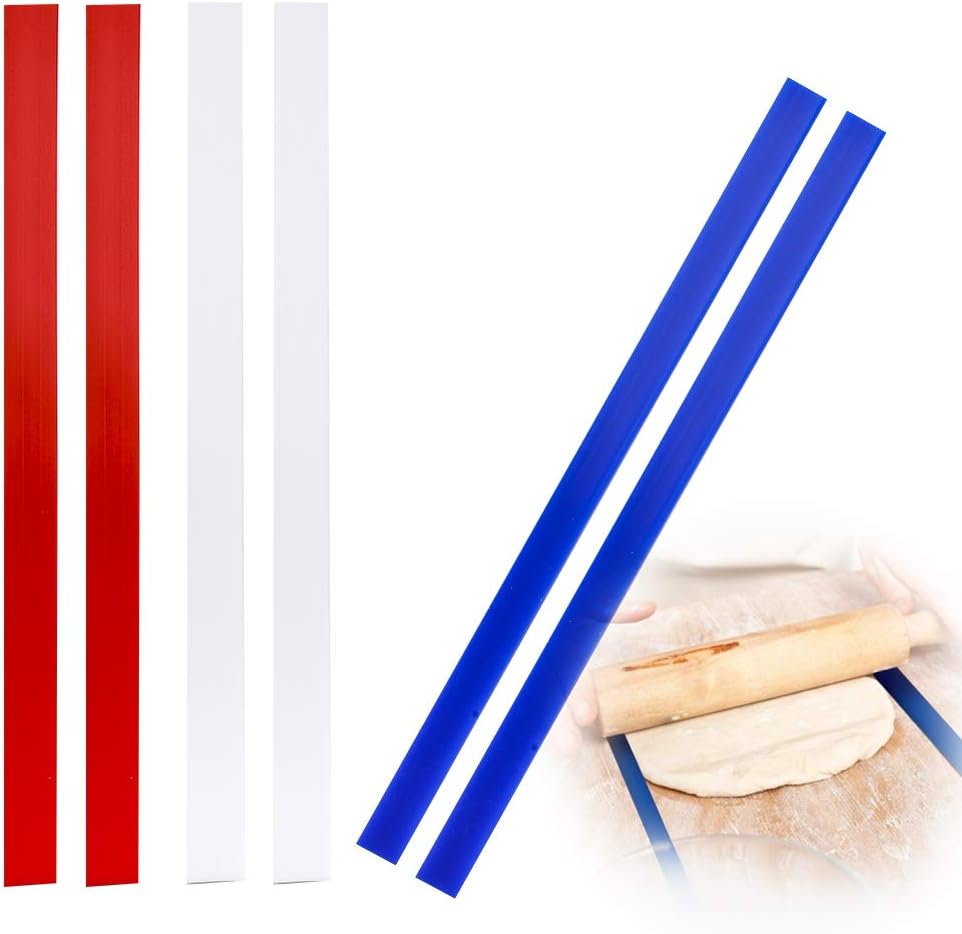 HeyuLotus 6 Pcs Silicone Measuring Dough Thickness Strips, 3 Size Rolling Pin Guides, Spacers