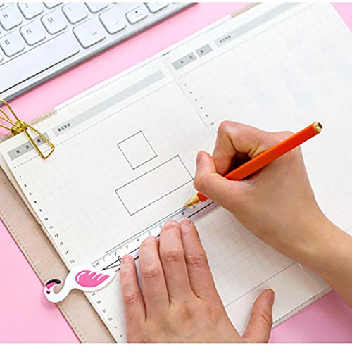 Fablcrew Flamingo Ruler 6"ï¼ˆ15cmï¼‰Aluminum Straight Ruler for SchoolÂ /OfficeÂ /Student(Pink&White)
