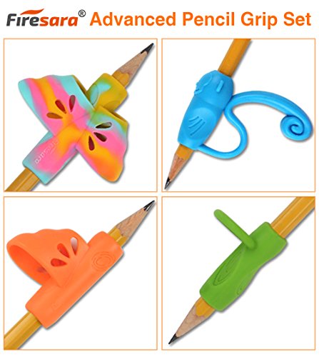 Firesara Advanced Pencil Grip Set, Original Ergonomic Handwriting Aids Pencil Grips Writing Posture Corrector 4 Assorted Pencil Grips Writing Claw For Kids Children Adults Special Needs Rights