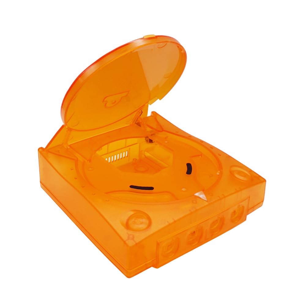 Hzxkqmil Replacement Shell for SEGA Dreamcast DC Retro Video Game Console, Translucent Plastic Housing Case Accessories for Dreamcast DC, Transparent Orange