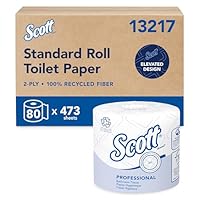 Scott Professional 100% Recycled Fiber Standard Roll Bulk Toilet Paper (13217), 2-Ply, Elevated Design, White, Individually Wrapped (80 Rolls of 473 Sheets, 37,840 Sheet Total)