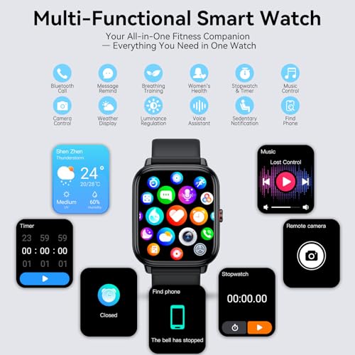 Smartwatch for Men and Women, 1.83 Inch HD Bluetooth Calling Watch, 110+ Sports Modes, Fitness Tracker with 1000 mAh Battery, 20 Days Time, Waterproof IP68 Smartwatch for Android/iOS