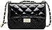 ILISHOP Women's Fashion Shoulder Bag Quilting Chain Cross Korean Ladies Handbag (Bright-black)