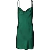 COMFY ONE Satin Mini Dress Cowl Neck Spaghetti Strap Sexy Bodycon Dresses for Women Party Club