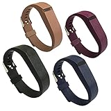 4PCS EPYSN Compatible Fitbit Flex Band,Silicone Replacement Wristband For Fitbit Flex Bracelet Sport Bands with Metal Watch Band Buckle Large/Small Black-Navy-Brown-Purple