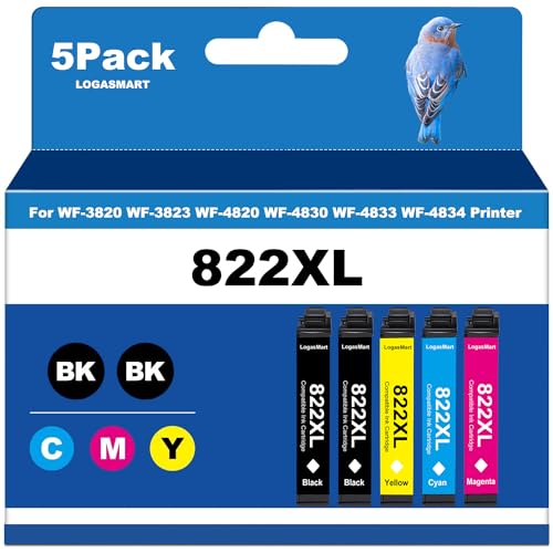 Photo 1 of 822XL Remanufactured for Epson 822XL Ink Cartridges Combo Pack for Epson 822 T822XL for Epson Workforce Pro WF-3820 WF-3823 WF-4820 WF-4830 WF-4833 WF-4834 Printer 2 Black 1 Cyan 1 Magenta 1 Yellow