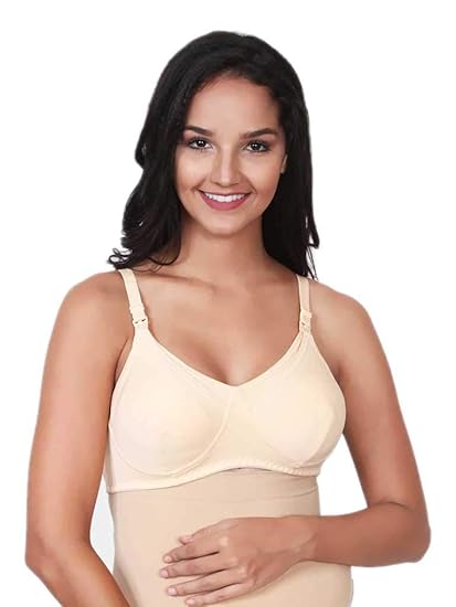 Women's Cotton Maternity Nursing Feeding Bra (C, Skin, 40)
