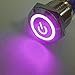 ESUPPORT Stainless Steel 19mm 12V 5A Power Symbol Angel Eye Halo Car Purple LED Light Metal Push Button Toggle Switch Socket Plug Wire Waterproof