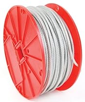 Koch 004132 Cable, 7 by 7 Construction, Trade Size 1/8-3/16 by 250 Feet, Galvanized with Clear Vinyl Coating