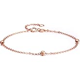 18K Gold Bracelet for Women Beads Bracelets Rose Gold Jewelry Stackable Beaded Chain Adjustable Bead Link Dainty Bangle Trendy Cuff Cute Ball Charm Bracelet Fashion Diamond-cut Solid Gold Gifts