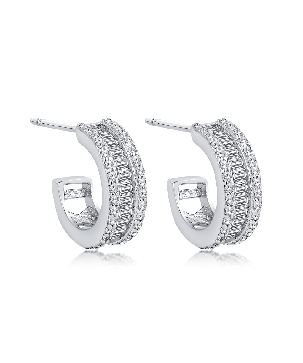 DANIEL CLIFFORD® Cécile Earrings 925 Silver Hoop Earrings Cubic Zirconia Crystals I Real Jewellery for Women Sterling Silver + Gift Box for Her for Anniversary/Birthday/Anniversary