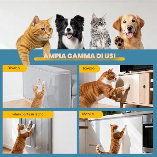 Cat Scratches Sofa Protector, 40 x 800 cm Scratch-Resistant Cat Sofa Protector for Cat, Sofa Protector for Sofas, PVC Anti-Scratch Protector, Protector for Sofa Door and Furniture