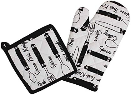 Pot Holders and Oven Mitts, Unique Spoon,Fork,Knife design, Heat Resistant, Made of 100% Cotton By Vollmond