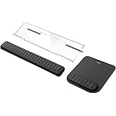 MOSISO Computer Keyboard Stand&Wrist Rest Support for Keyboard &Mouse Pad Set, Ergonomic Massage Wrist Rest Set, Easy Typing Working Acrylic Clear Stand for Office Home, Black