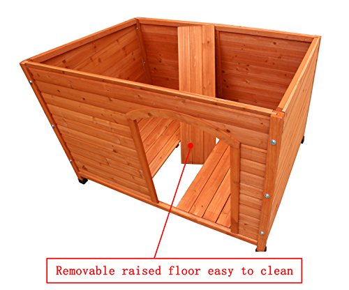 HiCaptain Waterproof Solid Cedar Pet House Deluxe Dog Kennel Universal Fits for Small Medium Large Animals (S:32.8 x 21.8 x 22.2 Inch, Brown) - Thumbnail 5