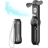 SWEETFULL Misting Fan Portable, Handheld Personal Mister Fans, Small Fan Rechargeable, Mini Spray Water Mist,Kids Women Portable Fans For Travel, Outdoors, Hiking, Camping Home Office (Black)