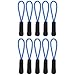 [10] Zipper Pulls - Strong Nylon Cord with Ergonomically Designed Rubber No Slip Textured Gripper Pull to Fit Any Zipper Materials-Zipper Fixer-by NEO Tactical Gear (Black/Blue)