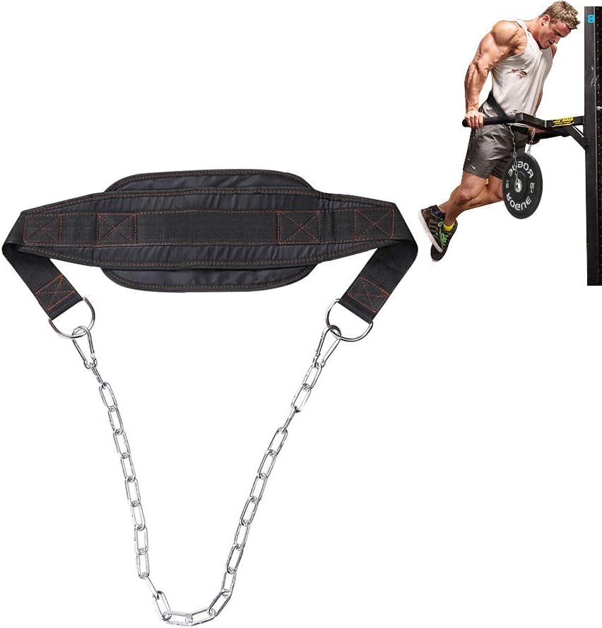 XTDGN Lifting Dip Belt, Body Building Weighted Dipping Belts, with 33 Inch Steel Chain - Pull Up Waist Training, for Home Door Bar, Gym Weightlifting