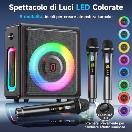 HWWR Karaoke with 3 Wireless Microphone, 120W Bluetooth 5.3 Portable Speaker with Upgraded Subwoofer for Adults, PA System with Echo Adjustment, Support TWS/TF Card/USB/AUX/Live