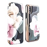 Ted Baker KNOWIT Mirror Folio Case for iPhone X/XS, Premium Folio Cover for Professional Women/Girls - Porcelain Rose (Black)