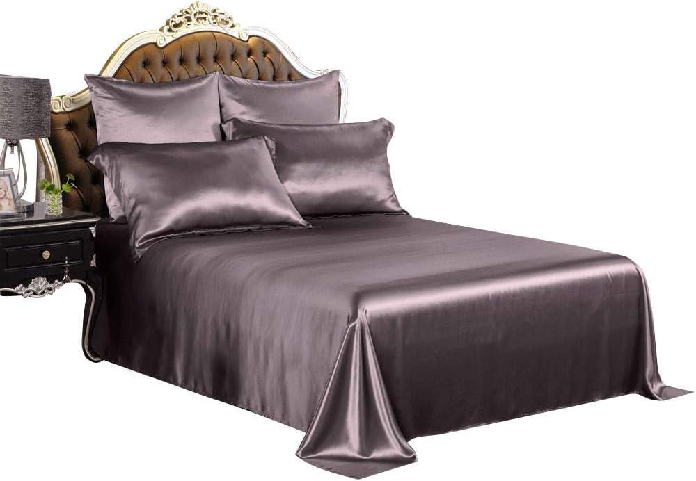 THXSILK Silk Sheets Queen Size, 19 Momme 100% Mulberry Silk Bedding Sets, 4 Pcs Seamless Flat Fitted Sheet Pillowcase Set – Soft, Lightweight, Machine Washable - Purple