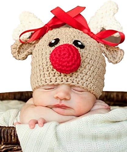 FXYRAIN Christmas Rudolph Newborn Unisex Infant Baby Girls Boys Hat Cap Photography Cute