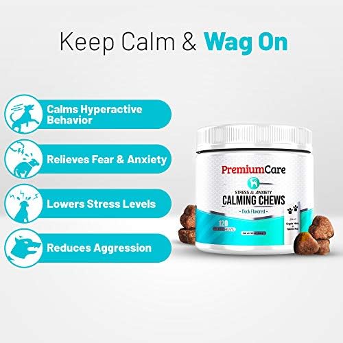 [PremiumCare] 강아지 불안,분리,짖음,스트레스,천둥번개 도움 간식Made In USA - 120 Chews