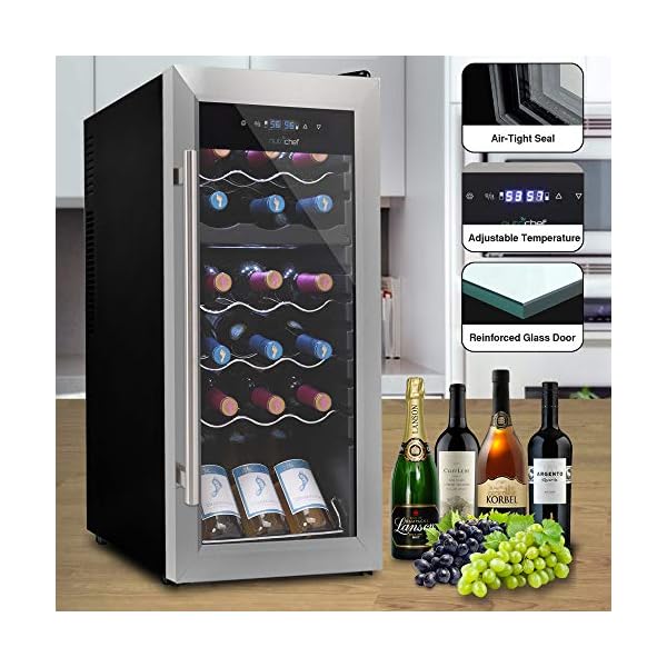 18-Bottle-Wine-Cooler-Refrigerator-WhiteRed-Wine-Fridge-Chiller-Countertop-Wine-Cooler-Freestanding-Compact-Mini-Wine-Fridge-18-Bottles-wDigital-Control-Glass-Door-NutriChef-PKCWCDS185