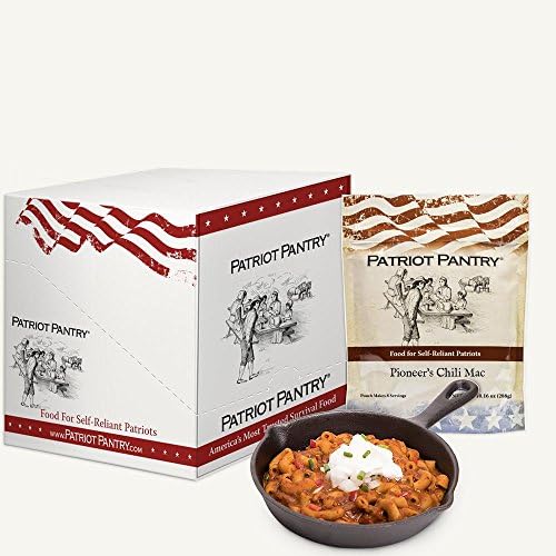 Patriot Pantry Pioneer's Chili Mac Case Pack (48 servings, 6 pk.) Bulk Emergency Storage Food Supply, Up to 25-Year Shelf Life