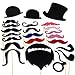 COOLOO Party Photo Booth Props, 60Pcs Props Kits for Birthday,Wedding,Reunion with Funny Hats,Mustache,Glasses Frames,Bowties