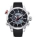JSHE Weide Luxury Brand Military Army Diver Men's Sport Silicone Strap Watch Calendar LCD Back Light Wristwatch (White Black)