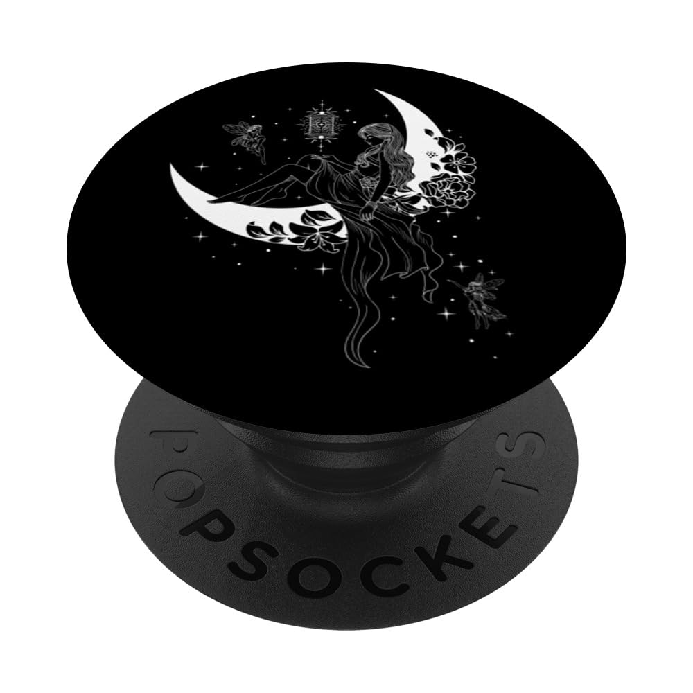 Fairy Crescent Moon Grunge Cottagecore Fairycore Naturecore PopSockets Adhesive PopGrip