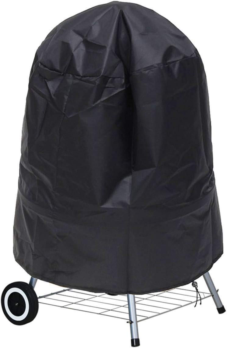 Ankier Barbecue Cover, Waterproof Polyester Round BBQ Grill Cover, with Drawstring Cord Large 30 Inch (Black)