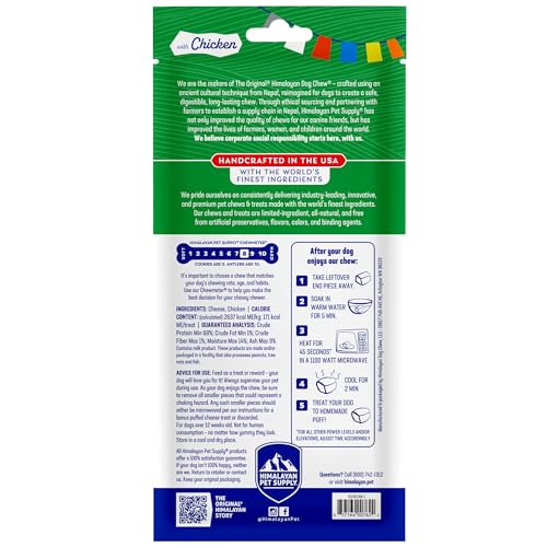 HIMALAYAN DOG CHEW ORIGINAL YAK CHEESE CHEW, CHICKEN, 1 MEDIUM STICK, 2.3 OZ, GLUTEN FREE, HEALTHY TREATS, GRAIN & LACTOSE FREE 100% NATURAL, LONG LASTING, FOR DOGS UNDER 35 LBS