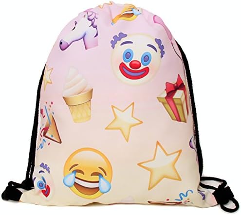 Men's Women's Print Shoulder Drawstring Bag Backpack String Bags School Rucksack Gym Handbag (animals,foods)15"x11" (DB-107)
