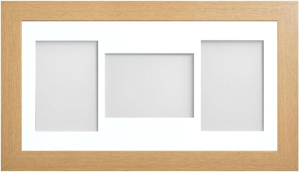 Frame CompanyWatson Beech Multi-Aperture Photo Frame with Mount, 20x10 for 7x5 (x3 PLP) * Choice of Frame Colour and Mount Design* NEW