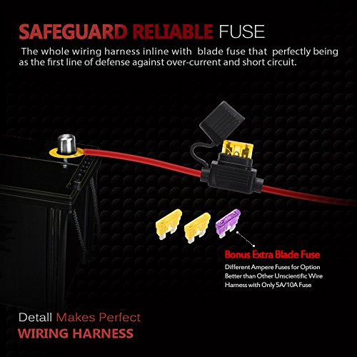 MICTUNING LED Light Bar Wiring Harness Fuse 40A Relay Onoff Rocker