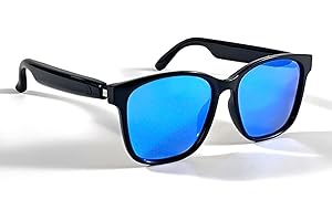 Giinova Smart Bluetooth Glasses for Women Men with Speaker Headphone Bluelight Glasses Clear Call Listen to Music Driving Meeting Fishing (Black Temple-Blue Polarized Lens)